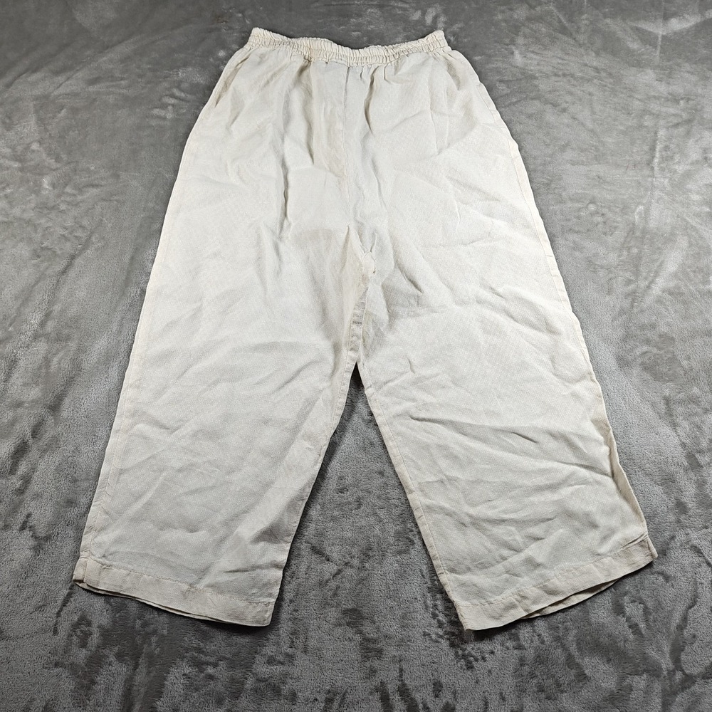 Eileen Fisher Pants Women Small Cropped Wide Leg Elastic Waist Baggy Made In USA